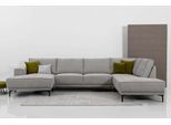 Wohnlandschaft OTTO HOME "OLAND Struktur fein U-Form, XXL, B: 345 cm, Skandi-Design", grau (light grau), B:345cm H:85cm T:210cm, 100% Polyester, Sofas, Wohnlandschaft, U-Form, 345 cm, Wellenunterfederung, Skandi-Design, Metallfüße