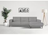 Ecksofa OTTO HOME "OLAND Flachgewebe L-Form, B: 280 cm, Skandi-Design", grau, B:280cm H:85cm T:152cm, 100% Polyester, Sofas, Ecksofa, L-Form, 280 cm, Wellenunterfederung, Skandi-Design, Metallfüße