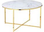 Couchtisch SALESFEVER "Caorle Coffeetable im eleganten Stil", weiß (weiß, gold, gold, weiß), B:80cm H:45cm T:80cm, Tische, Couchtisch, Elegantes Design mit Marmoroptik-Tischplatte
