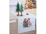 Stickläufer "Santa & Reh"