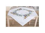 Stickmitteldecke "Schneemann & Tiere"