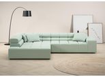 Ecksofa HOME AFFAIRE "Ancona, Ecksofa, incl. Kopfteilverstellung, Breite 319 cm, L-Form", grün (mint), B:319cm H:70cm T:215cm, Struktur (85% Polyester, 15% Viskose);Luxus-Microfaser weich (98% Polyester, 2% Nylon);Velours (100% Polyester), Sofas, Ecksofa, wahlweise motorische Sitztiefenverstellung, auch in Cord + Easy Care