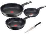 Pfannen-Set TEFAL "Unlimited Ice Force", schwarz, B:39cm H:19,5cm L:59cm Ø:28cm, Pfannen, Pfannen-Set, kratzfeste Antihaftversiegelung, Thermo-Signal, inkl. Kochmesser