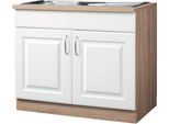 Spülenschrank WIHO KÜCHEN "Tilda", weiß (front: kassette weiß, korpus und arbeitsplatte: sonoma eiche), B:100cm H:85cm T:60cm, MDF, Schränke, Spülenschrank, 100 cm breit