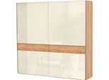 Schwebetürenschrank OTTO HOME "Gala, wahlweise mit oder ohne Spiegel, 230x65x224cm, FSC-zertifiziert", beige (beige, pacific walnut, ohne spiegel), B:230cm H:224cm T:65cm, Schränke, Schwebetürenschrank, UV lackiert, kratzfest, hochglänzend, Soft-Close Funktion