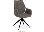 Esszimmerstuhl OMG DESIGN "Puebla", ash, schwarz, ash, B:55,5cm H:91,5cm T:63,5cm, Polyester, Stühle, Esszimmerstuhl, Drehstuhl mit auto-return, Armlehnenstuhl