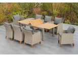 Garten-Essgruppe MERXX "Avellino", beige (steinbeige), Aluminium, Kunststoff, Massivholz, Sitzmöbel-Sets, Garten-Essgruppe, inkl. Auflagen