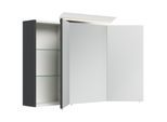 Spiegelschrank 100cm inkl. Design LED-Lampe und Glasböden weiss hochglanz