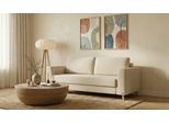 BRUNO Schlafsofa 160cm in Creme Ecru | Klassik | stabiles Massivholz & Boxspringkomfort