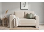 BRUNO Schlafsofa 120cm in Beige | Kubus | stabiles Massivholz & Boxspringkomfort