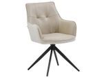 Livetastic , Schwarz, Beige , Holz, Metall, Textil , Pappel , Sperrholz , 58x87x61.5 cm , Sitzfläche 360° drehbar, inklusive Armlehnen ,
