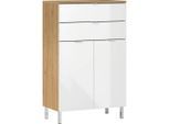 Germania , Weiß, Eichefarben , Holzwerkstoff , 2 Fächer , 2 Schublade(n) Schubladen , 60x97x34 cm , stehend ,