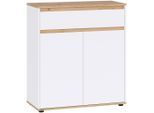 Carryhome Schuhschrank , Weiss, Eiche Artisan , Holzwerkstoff , 3 Fächer , 1 Schublade(n) Schubladen , 83.4x93x38 cm , Typenauswahl, Beimöbel erhältlich, stehend , Garderobe, Schuhaufbewahrung, Schuhschränke