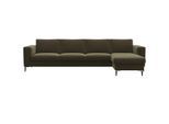 Ecksofa FLEXLUX "Fiore, super Sitzkomfort durch Kaltschaum im Sitz, L-Form", grün (moss grün), B:295cm H:85cm T:159cm, Sofas, Ecksofa, breite Armlehnen, Füße Alu+schwarz