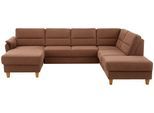 Wohnlandschaft HOME AFFAIRE "Palmera U-Form, B: 308 cm", braun, B:308cm H:89cm T:212cm, 100% Polyester;Struktur (100% Polyester);Luxus-Microfaser in Lederoptik (100% Polyester), Sofas, Wohnlandschaft, optional Bettfunktion & Bettkasten, Federkern