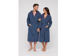 Unisex-Bademantel KANGAROOS "Luke, ideal für Sauna & Spa, Hotelbademantel, Morgenmantel" Gr. S, blau (navy), L:120cm, Walkfrottee, Hausmäntel, Unisex-Bademantel, für Damen & Herren, Bademantel mit Kapuze & Logostickerei,S-2XL
