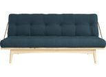 Schlafsofa KARUP DESIGN "Folk", blau (petrolblau), B:190cm H:90cm T:130cm, 80% Baumwolle + 20% polyester, Sofas, Schlafsofa, aus massiven Kiefernholz, inkl. Futonmatratze