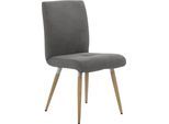 4-Fußstuhl K+W KOMFORT & WOHNEN "6411", grau (anthrazit 82, asteiche natur), B:48cm H:90cm T:62cm, Stühle, 4-Fußstuhl, mit Sitzsteppung, Edelstahlgriff am Rücken, Massivholzbeine