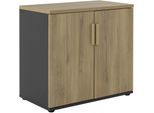 Drehtürenschrank GAMI "ITALIC", eiche bocage, anthrazit, B:80cm H:75cm T:45cm, Holzwerkstoff, Schränke, Drehtürenschrank, Praktisch und funktional für mehr Ordnung im Büro.