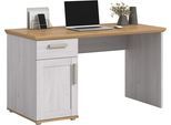 Schreibtisch HOME AFFAIRE "COSENZA, Breite 134 cm, 1 Tür, 1 Schubkasten, 2 Fächer", weiß (sibiu lärche nachbildung, artisan eiche nachbildung), B:134cm H:75cm T:62cm, Tische, Schreibtisch, Bürotisch, Computertisch, Laptoptisch, Home-Office