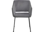 Schalenstuhl SIT "Bern mit Armlehnen Esszimmerstuhl Stoffbezug & Stahlgestell 2er Set", grau (basaltgrau), B:56cm H:82cm T:61cm, Modischer Samtstoff STC (100% Polyester), Stühle, Schalenstuhl, Gepolsterte Armlehnen für hohen Sitzkomfort