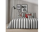 Bettwäsche APELT "Pepe", schwarz, we, B/L: 155cm x 220cm, 1 Stk., 1 Stk., Satin (Bio-Baumwolle), B/L: 80cm x 80cm, 2, Satin (Bio-Baumwolle), Bezug: 100% Baumwolle, Bettwäsche, Bettwäsche, Bettwäsche-Set mit Reißverschluss, Baumwoll-Satin, Digitaldruck