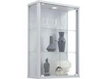 Vitrine FIF MÖBEL "OPTIMA", silber, B:56cm H:82cm T:25,2cm, Holzwerkstoff, Sicherheitsglas ESG, Schränke, Vitrine, Hängevitrine/Glasvitrine 2x Glastür,perfekt für Sammler,Sammlervitrine