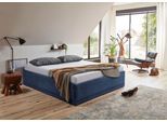 Polsterbett "Texel", blau (navy), B:186cm H:34cm L:206cm, Bezug Bett: Veloursstoff 100% Polyester oder Microfaser (100% Polyester);Bonnell-Federkernmatratze: 51% Polypropylen, 39% Polyester und 10% Baumwolle;Kaltschaummatratze: 100% Polyester, Bezug abnehm- und waschbar bis 60C;Kissenbezug: 100% Polyester, Füllung : 100% Polyester (Hohlfaser), WESTFALIA SCHLAFKOMFORT, Betten, Polsterbett, Standard