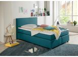 Boxspringbett HOME AFFAIRE "Eliana", blau (petrol), B:147cm L:210cm, Komplettbetten, Boxspringbett, inkl. Topper, in 4 Breiten, 3 Matratzenarten und 2 Härtegraden
