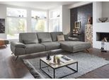 Ecksofa DIE PLANBAR "PN-EM18063 L-Form, B: 322 cm", grau (granit), B:322cm H:89cm T:187cm, Sichtrahmen: Aus Spannplatte mit augesetzten Weildeiche funiert, Sofas, Ecksofa, optional mit echt bezogenem Rücken, Sitztiefen- und Armteilverstellung