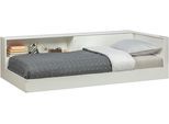 Stauraumbett WOOOD "Connect FSC-Kiefernholz mit Schiebetür und Stauraum 213x118x60 cm", weiß, B:213cm H:60cm L:118cm, Betten, Stauraumbett, Einfach zu montierbar, Matratzenmaß 90x200 cm, Pfleiglicht
