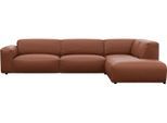 Ecksofa FLEXLUX "Lucera, super bequem durch hochwertigen Sitzaufbau mit Kaltschaum", braun (old chestnut braun), B:321cm H:73cm T:231cm, 100% Echteder, Sofas, Ecksofa, modern & anschmiegsam, L-Form, Designsofa