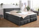 Boxspringbett HOME AFFAIRE "Chelles", grau (schiefer), B:207cm L:225cm, Samtoptik (100% Polyester);Bezug der Spiegelfläche Matratzendrell aus 100% Polyester;Struktur fein 100% Polyester), Komplettbetten, Boxspringbett, inkl. Kaltschaumtopper, in 5 Breiten und 3 Matratzenarten