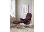 Relaxsessel STRESSLESS "Sunrise", grau (grau batick), B:83cm H:105cm T:74cm, Leder BATICK: BATICK ist ein leicht korrigiertes, durchgefärbtes und genarbtes Möbelleder, bei dem die meisten Unebenheiten und Spuren in der Regel entfernt wurden., Sessel, Relaxsessel, mit Cross Base, Größe S, M & L, Holzakzent Eiche