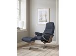 Relaxsessel STRESSLESS "Sunrise", blau (oxford blau paloma), B:79cm H:103cm T:73cm, Leder PALOMA: PALOMA ist ein durchgefärbtes Semianilin-Möbelleder mit natürlicher Narbung., Sessel, Relaxsessel, mit Cross Base, Größe S, M & L, Holzakzent Eiche
