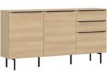 Kommode TOM TAILOR HOME "COLOR PUZZLE 07 – 3 Türen 2 Schubladen mit farbigem Griff und Füßen", braun (light oak), B:165cm H:74cm T:42cm, Holzwerkstoff, Melamin, Spanplatte, Sideboards, Kommode, Lowboard, Breite 165 cm,3 Türen,2 Schubladen, viel Stauraum