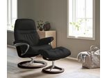 Relaxsessel STRESSLESS "Sunrise", schwarz (schwarz batick), B:83cm H:105cm T:74cm, Leder BATICK: BATICK ist ein leicht korrigiertes, durchgefärbtes und genarbtes Möbelleder, bei dem die meisten Unebenheiten und Spuren in der Regel entfernt wurden.;Leder PALOMA: PALOMA ist ein durchgefärbtes Semianilin-Möbelleder mit natürlicher Narbung.;ROHLEDER Stoff Q2 FARON: Ein fester zuverlässiger Bouclé mit