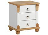 Nachtkommode OTTO HOME "Tessin", weiß (weiß, honig), B:45cm H:50cm T:38cm, Sideboards, Nachtkommode, aus massiver FSC-zertifizierter Kiefer, mit 3 Schubladen