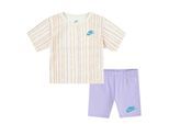 Nike Set met gestreept T-shirt en korte broek voor meisjes in Camper-stijl (Hortensia)
