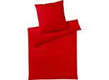 Bettwäsche YES FOR BED "Pure & Simple Uni in Gr. 135x200, 155x220 oder 200x200 cm", rot, B/L: 155cm x 200cm, 1 Stk., 1 Stk., Mako-Satin, B/L: 80cm x 80cm, 2 Stk., Mako-Satin, Obermaterial: 100% Baumwolle, Bettwäsche, Bettwäsche, Bettwäsche aus Baumwolle, zeitlose Bettwäsche mit seidigem Glanz