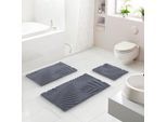 Badematte GRUND "Ferya", grau (anthrazit), H:20mm, Polyester, Badematten, Badematte, Dezentes Blattmuster mit Hoch-Tief-Struktur, 5 Jahre Garantie