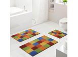 Badematte GRUND "BONA", bunt (multicolor), H:20mm, Polyester, Badematten, Badematte, rutschhemmender Rücken, kariert, flauschig, weich