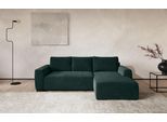 Ecksofa COTTA "Giro L-Form, Recamiere, Breite 252 cm", grün (hunter), B:252cm H:86cm T:170cm, Sofas, Ecksofa, wahlweise mit Bettkasten und Trendbezug CORD