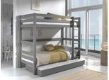 Etagenbett VIPACK "Pino, inkl. Rolllattenrost, Leiter und Absturzschutz", grau, B:105cm H:182cm L:210cm, Etagenbetten, Etagenbett, wahlweise ohne Schublade, mit 1 großen, 2 kleinen Bettschubladen