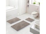 Badematte GRUND "Ferya", beige, H:20mm, Polyester, Badematten, Badematte, Dezentes Blattmuster mit Hoch-Tief-Struktur, 5 Jahre Garantie