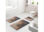 Badematte GRUND "Lusia", beige (taupe), H:20mm, Polyacryl, Badematten, Badematte, Florales Design mit sanftem Farbverlauf, 5 Jahre Garantie