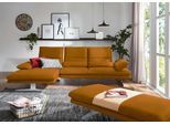 Ecksofa W.SCHILLIG "broadway, Designsofa mit tollem Sitzkomfort, L-Form", gelb (brandy s37), B:291cm H:94cm T:164cm, Stoff S37 (100% Polyester): Luxus-Microfaser in Lederoptik, Sofas, Ecksofa, Sitztiefenverstellung, Kopfteil- & Seitenteilverstellung, Breite 291cm