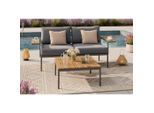 Ambia Garden Loungegarnitur, Natur, Dunkelgrau, Metall, Kunststoff, Textil, 3-teilig, Füllung: Polyester,Schaumstoff, einzeln stellbar, eckig, 85x64.5x71.5 cm, regenabweisend, geeignet für Balkon, Loungemöbel, Gartenlounge-Sets