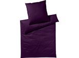 Bettwäsche YES FOR BED "Pure & Simple Uni in Gr. 135x200, 155x220 oder 200x200 cm", lila (pflaume), B/L: 200cm x 220cm, 1 Stk., 2 Stk., Mako-Satin, B/L: 80cm x 80cm & 80cm x 80cm, 3 Stk., Mako-Satin, Obermaterial: 100% Baumwolle, Bettwäsche, Bettwäsche, Bettwäsche aus Baumwolle, zeitlose Bettwäsche mit seidigem Glanz