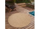 Teppich THE CARPET "Kansas", beige (natur), H:10mm Ø:80cm, Polypropylen, Teppiche, Teppich, moderner robuster In und Outdoor Teppich Jute Look